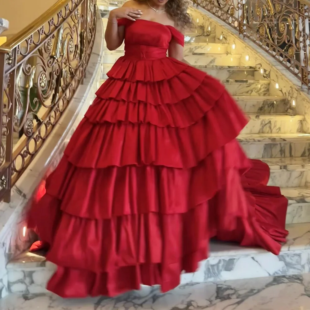 Lace Up Back A-Line Satin Strapless Evening Dress Off the Shoulder Sleeveless Delicate Panel Train Tiered Solid Red Color
Lace Up Back A-Line Satin Strapless Evening Dress Off the Shoulder Sleeveless Delicate Panel Train Tiered Solid Red Color