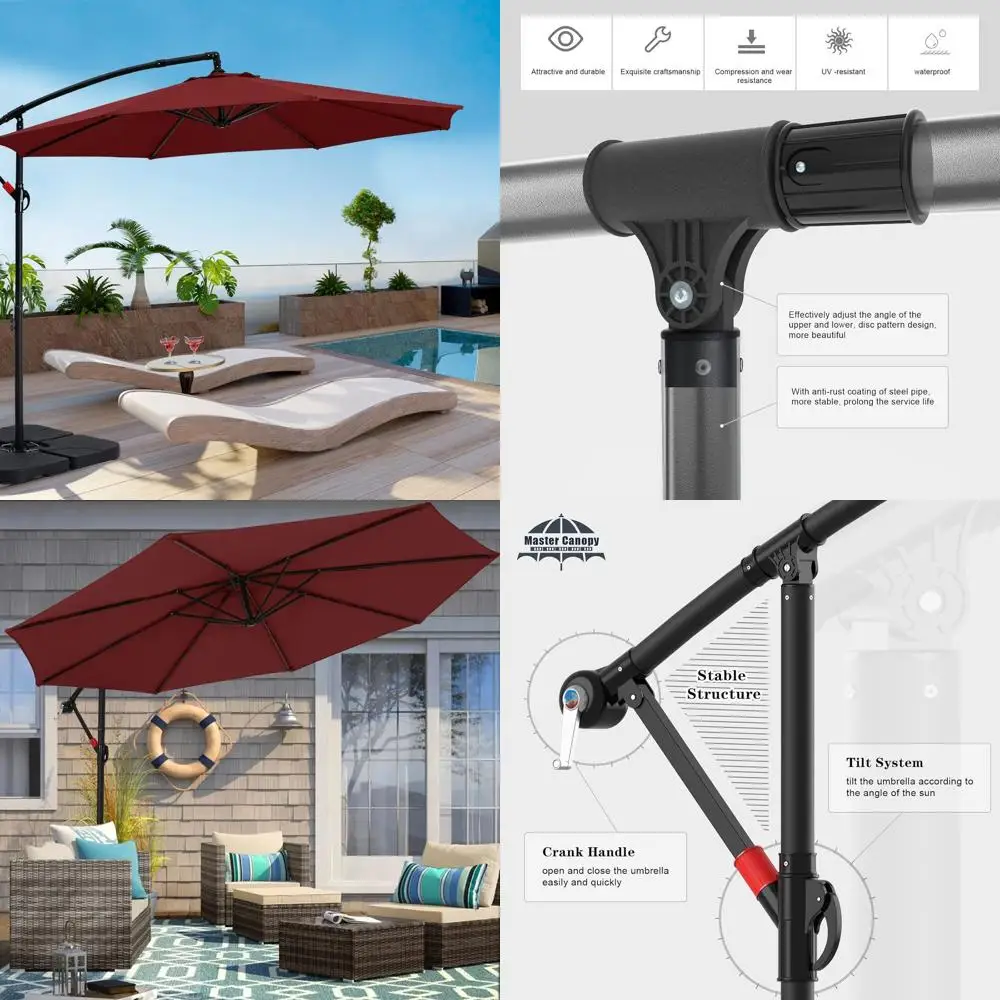 10-Foot Outdoor Offset Cantilever Umbrella with Crank and Bury Base
10-Foot Outdoor Offset Cantilever Umbrella with Crank and Bury Base