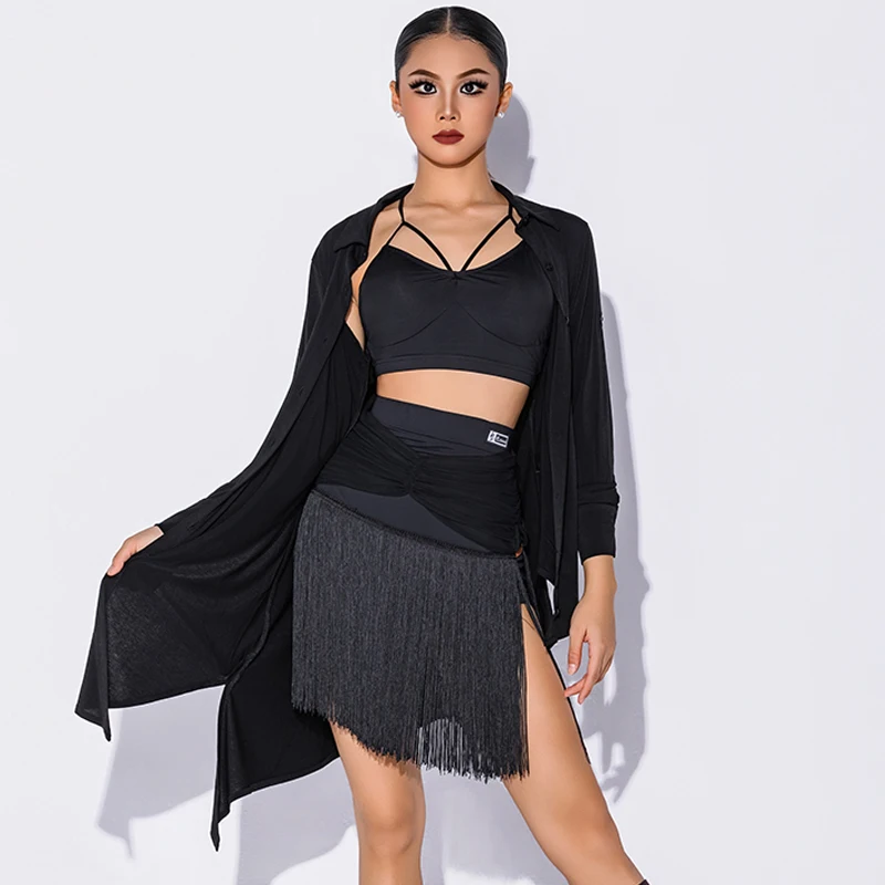 2026 Latin Dance Practice Outfits For Women Black Vest Tassel Skirts Loose Cardigan Shirts Adult Female Latin Dancewear DQS20983
2026 Latin Dance Practice Outfits For Women Black Vest Tassel Skirts Loose Cardigan Shirts Adult Female Latin Dancewear DQS20983