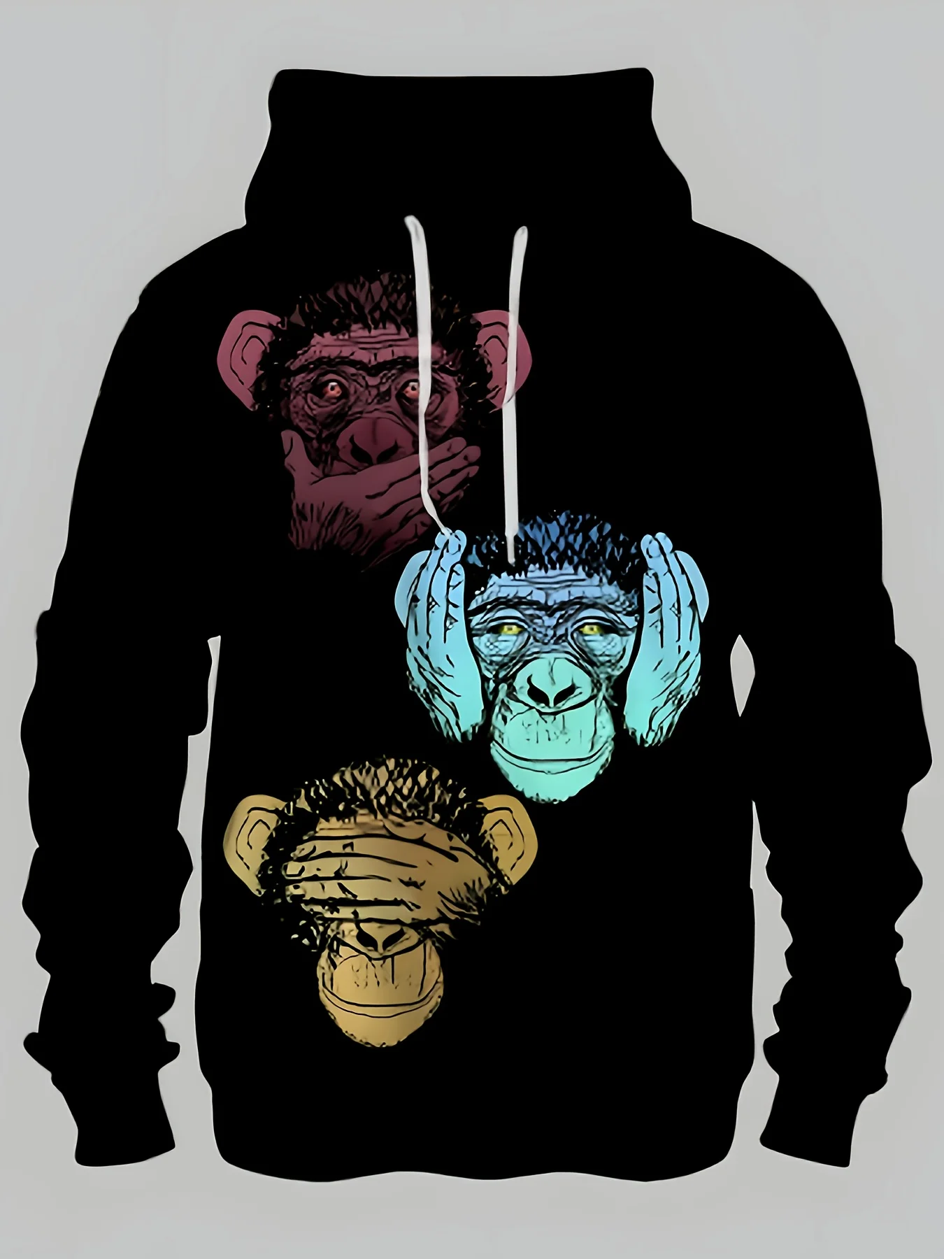 Толстовка с рисунком Top Pick 3D Monkey — принт «See No Evil, Hear No Evil»
Толстовка с рисунком Top Pick 3D Monkey — принт «See No Evil, Hear No Evil»