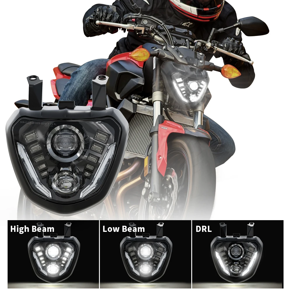 Motorcycle Front LED Headlight Assembly Fit For Ya-m-aha MT07 FZ07 2014-2017 With E24-Mark Approval
Motorcycle Front LED Headlight Assembly Fit For Ya-m-aha MT07 FZ07 2014-2017 With E24-Mark Approval