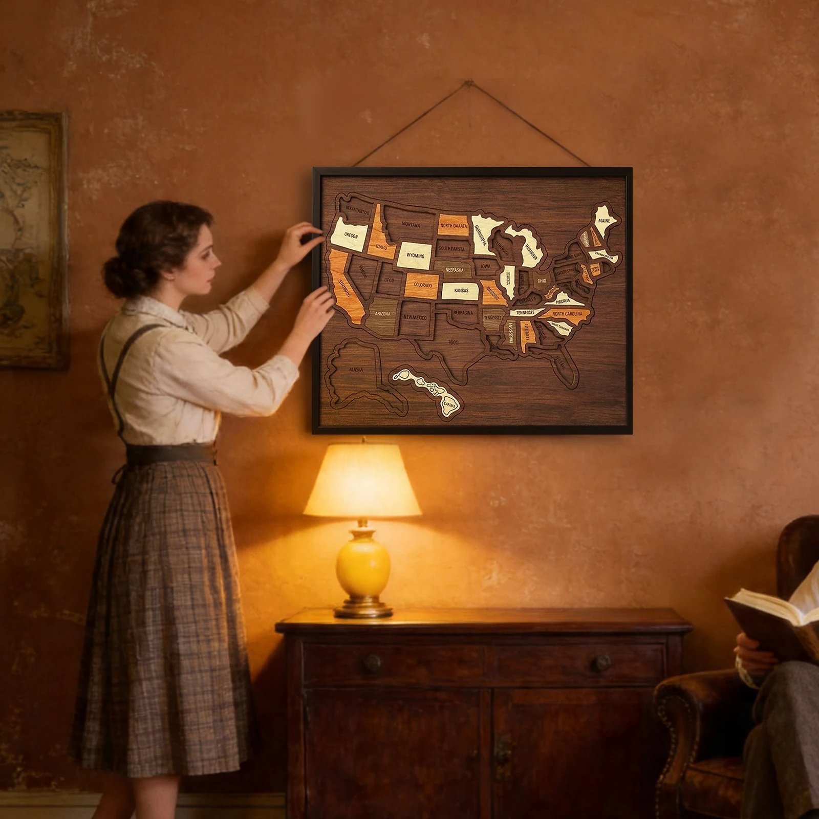 12 X 10Inch Wooden United States Map Puzzle with Elements Sticker & Pins USA 50 States Interactive Map Puzzle Lightweight Detachable for Home Kitchen Office Couples and Families Gift(Style A)
12 X 10Inch Wooden United States Map Puzzle with Elements Sticker & Pins USA 50 States Interactive Map Puzzle Lightweight Detachable for Home Kitchen Office Couples and Families Gift(Style A)