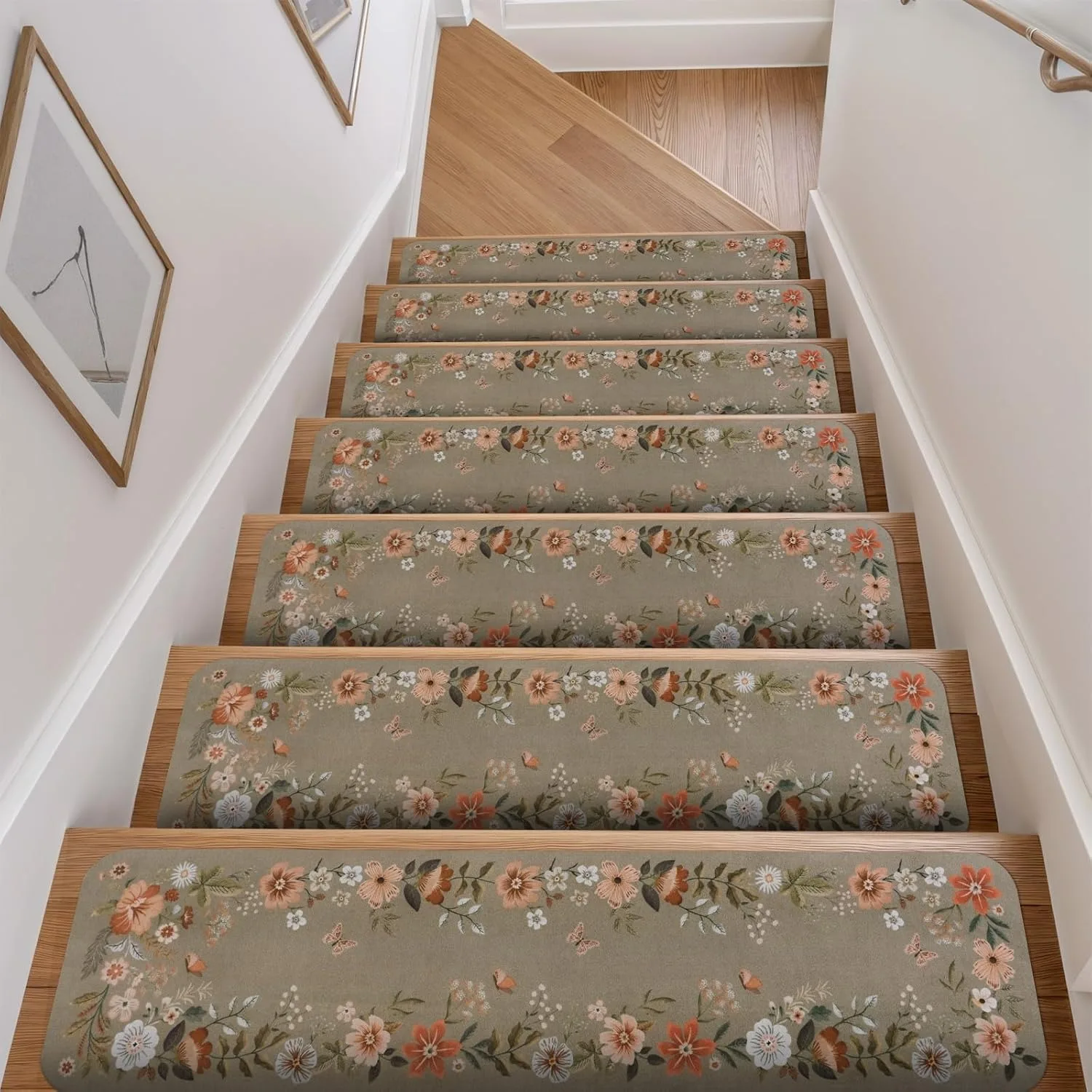 American Pastoral Floral Stair Mat Non-slip Solid Wood Step Mats Home Spiral Staircase Decorative Rug Christmas Decorations
American Pastoral Floral Stair Mat Non-slip Solid Wood Step Mats Home Spiral Staircase Decorative Rug Christmas Decorations