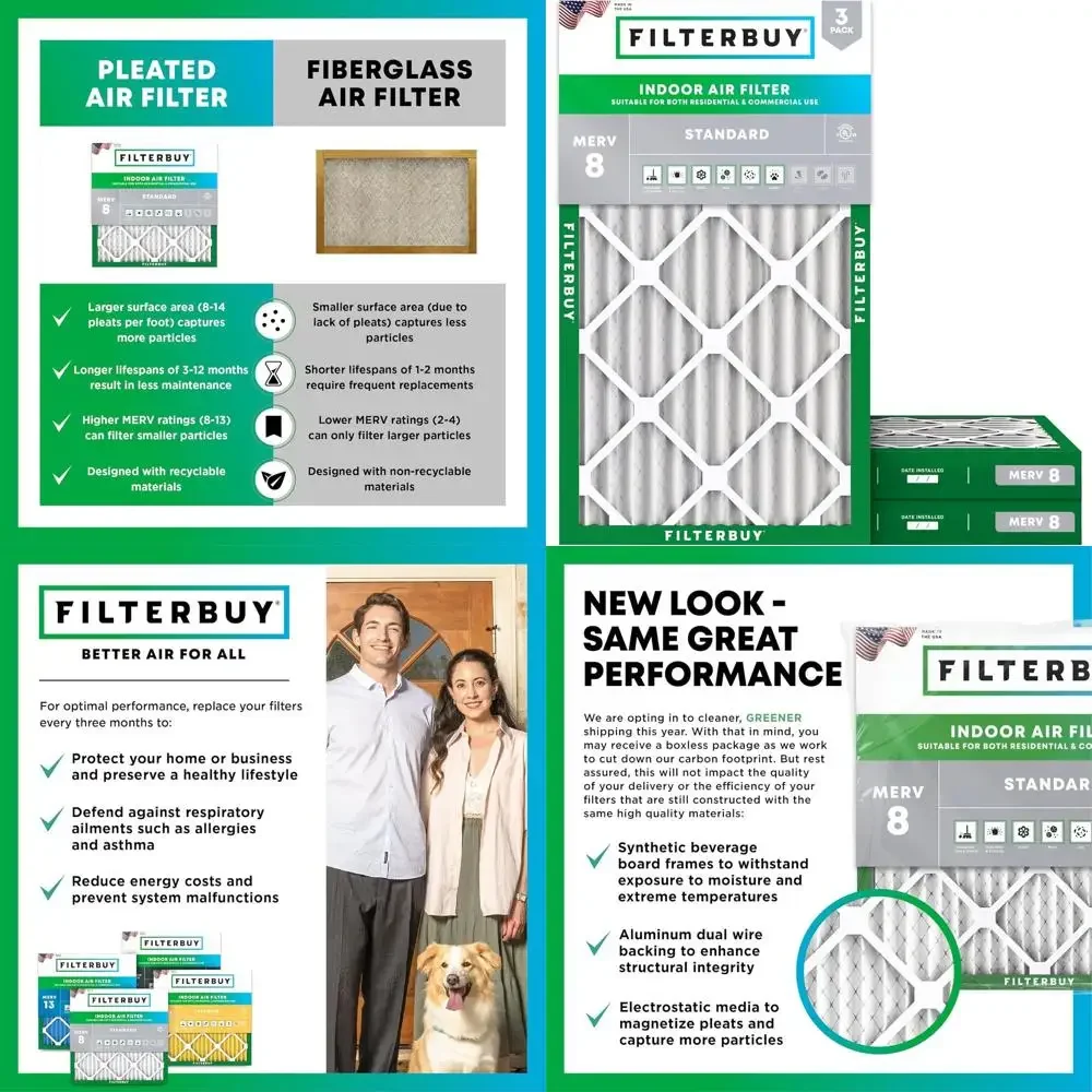 3-Pack MERV 8 Pleated Air Filters, 20x36x2, Dust & Allergy Reduction for HVAC Systems (Actual Size: 19.5x35.5x1.75)
3-Pack MERV 8 Pleated Air Filters, 20x36x2, Dust & Allergy Reduction for HVAC Systems (Actual Size: 19.5x35.5x1.75)