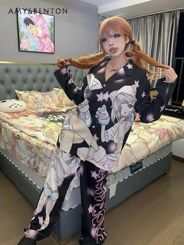 Subculture Y2k Japanese Two-dimensional Cute Anime Cartoon Printed Pajamas Female Gothic Haiku Style Comfortable Loungewear
Subculture Y2k Japanese Two-dimensional Cute Anime Cartoon Printed Pajamas Female Gothic Haiku Style Comfortable Loungewear