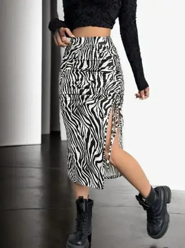 Women's Skirt New Zebra Stripe Drawstring High Waist Slimming Split Hip Skirt Street Fashion Retro Printed Elegant Skirt
Women's Skirt New Zebra Stripe Drawstring High Waist Slimming Split Hip Skirt Street Fashion Retro Printed Elegant Skirt
