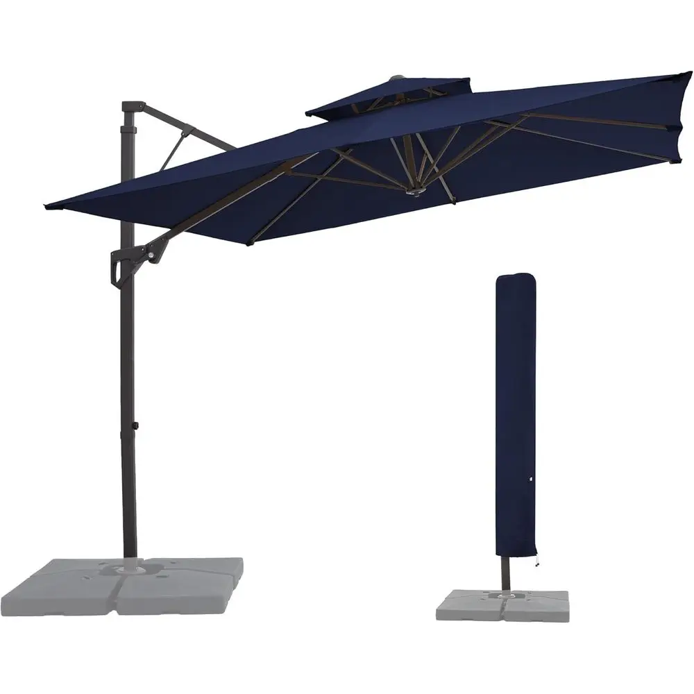 Large Square 11ft 2-Tier Cantilever Patio Umbrella with Double Vent and 360° Rotation for Outdoor Spaces
Large Square 11ft 2-Tier Cantilever Patio Umbrella with Double Vent and 360° Rotation for Outdoor Spaces