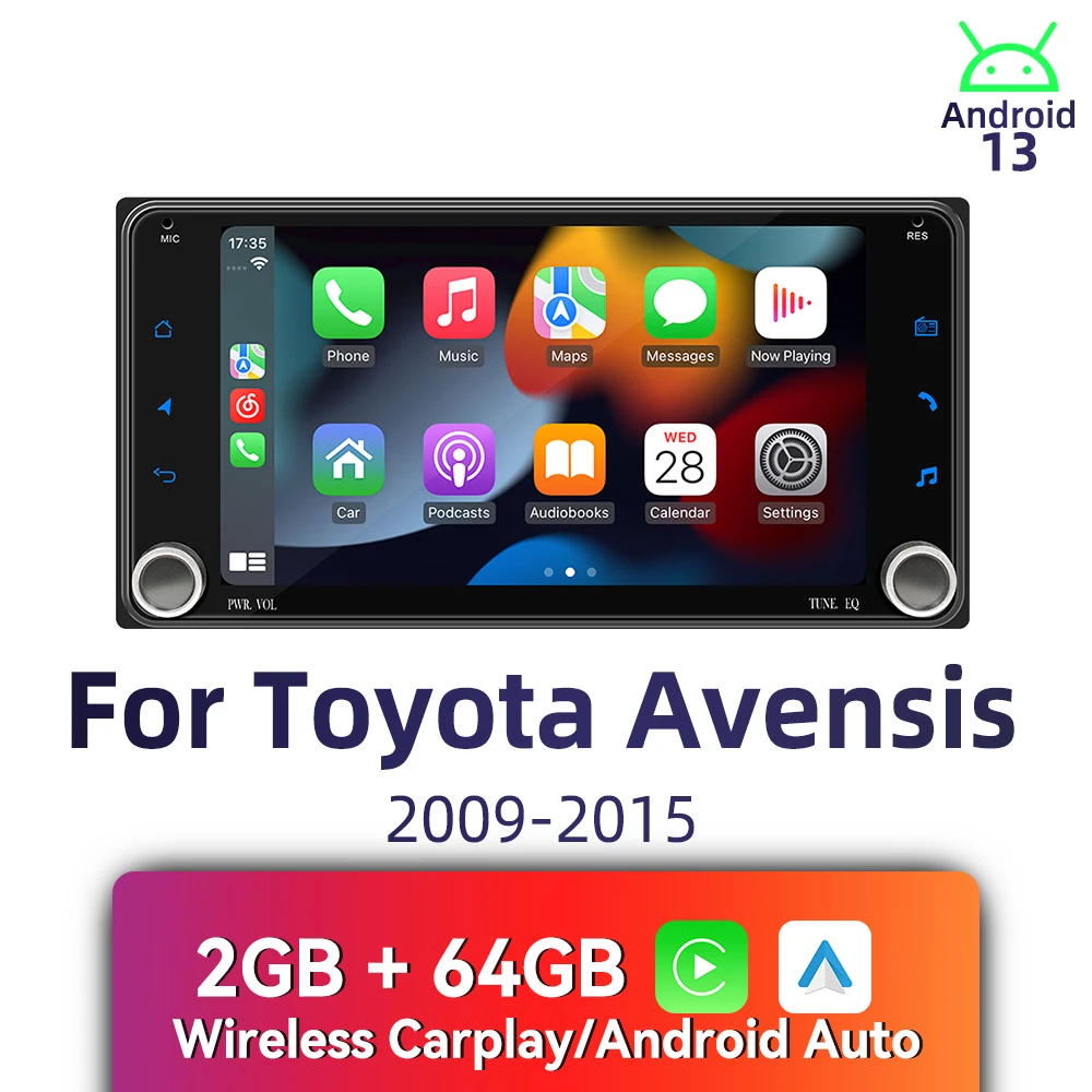 7" Screen 2 Din Android Car Radio for Toyota Avensis 2009-2015: Head Unit with GPS, Wireless CarPlay, Stereo & Navigation
7" Screen 2 Din Android Car Radio for Toyota Avensis 2009-2015: Head Unit with GPS, Wireless CarPlay, Stereo & Navigation