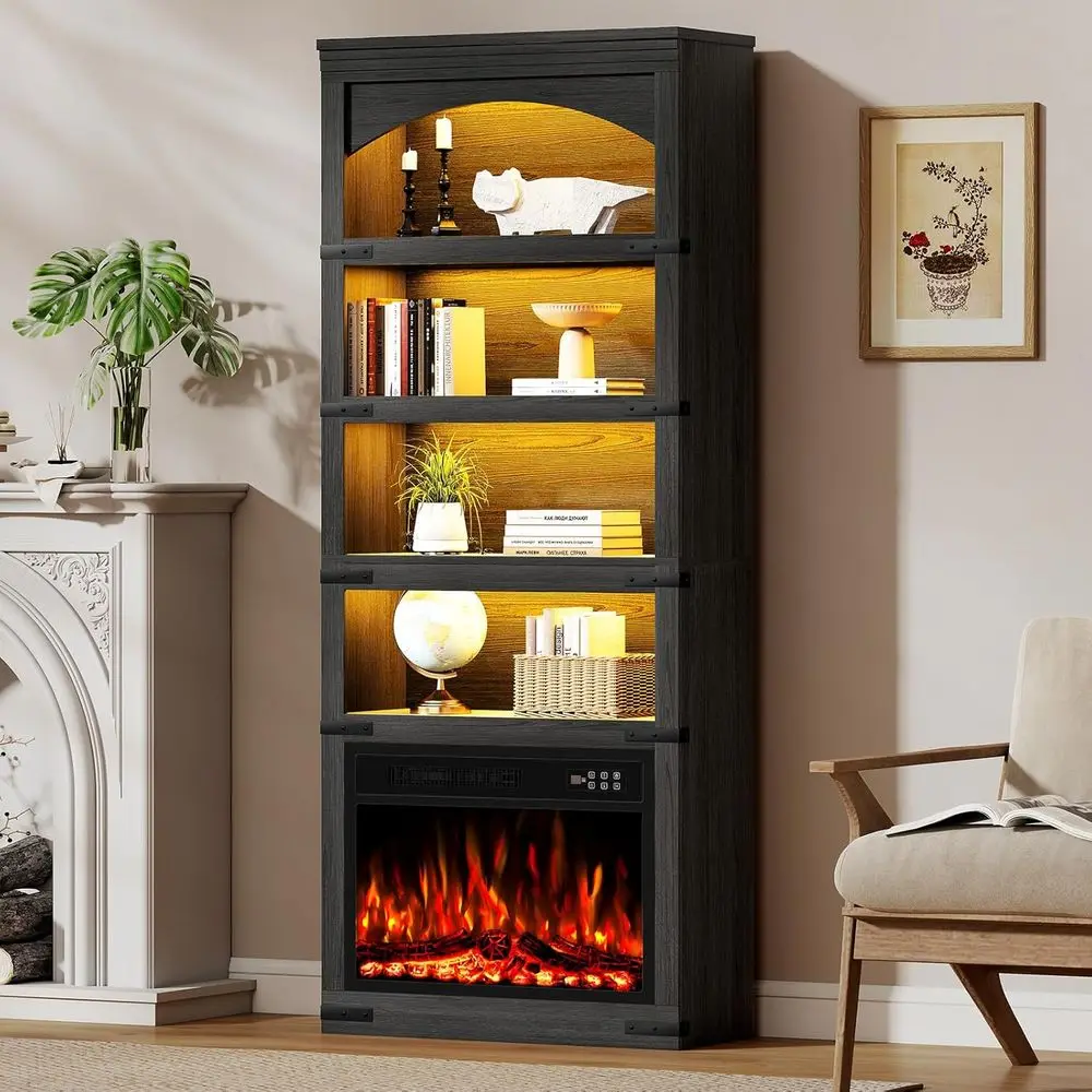 23 Inch Electric Fireplace with Bookcase, 70 Tall Arched Shelving, LED Light, Timer, Realistic Flame Effect, Storage for Home or
23 Inch Electric Fireplace with Bookcase, 70 Tall Arched Shelving, LED Light, Timer, Realistic Flame Effect, Storage for Home or