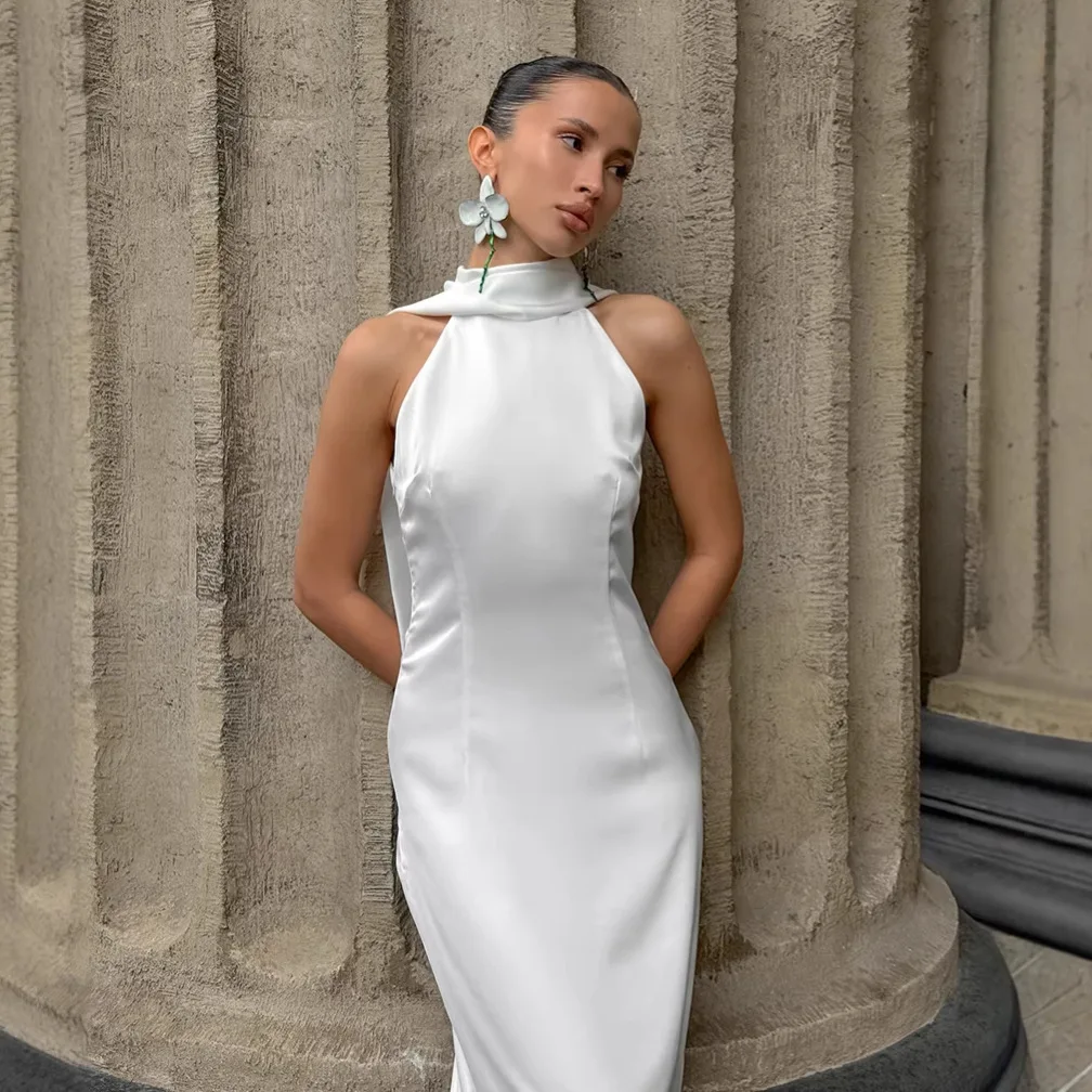 KELLYTOWN White Maxi Dress Women Halter Neck Sleeveless Satin Dresses Slim Fit Bodycon Dress Elegant Evening Party Dress 2026
KELLYTOWN White Maxi Dress Women Halter Neck Sleeveless Satin Dresses Slim Fit Bodycon Dress Elegant Evening Party Dress 2026