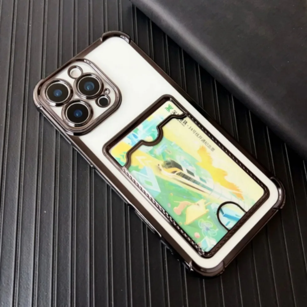 Soft Plating Card Holder Bag Case For iPhone 16 15 14 13 12 mini 11 Pro X XR Xs Max 7 8 Plus 16e Shockproof Transparent Cover
Soft Plating Card Holder Bag Case For iPhone 16 15 14 13 12 mini 11 Pro X XR Xs Max 7 8 Plus 16e Shockproof Transparent Cover
