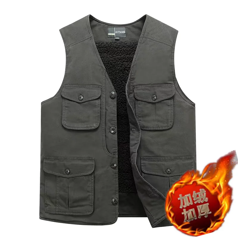 Thiened Pure Cotton Fce Lined Men's Vest Autumn Winter Outdoor Wear Multi kets Warm Jaet for Middle Aged And ly
Thiened Pure Cotton Fce Lined Men's Vest Autumn Winter Outdoor Wear Multi kets Warm Jaet for Middle Aged And ly
