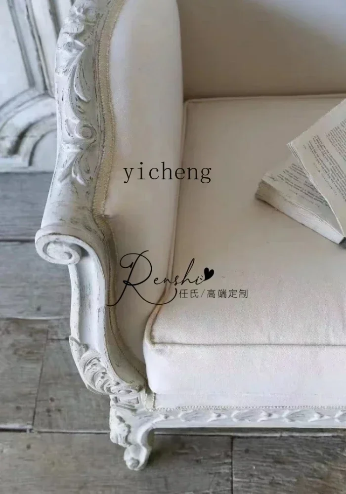 W27- log carved double three sofa villa light luxury French small apartment old living room fabric
W27- log carved double three sofa villa light luxury French small apartment old living room fabric