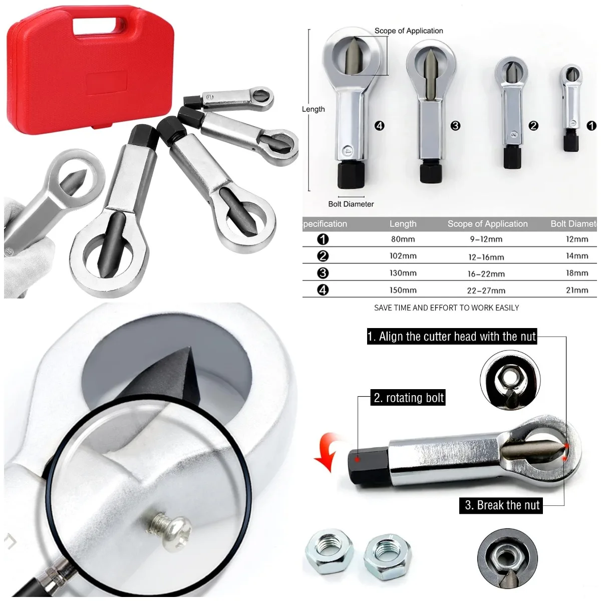 Heavy Duty Metal Nut Splitter Set for Broken, Corroded Screw or Bolt Removal
Heavy Duty Metal Nut Splitter Set for Broken, Corroded Screw or Bolt Removal