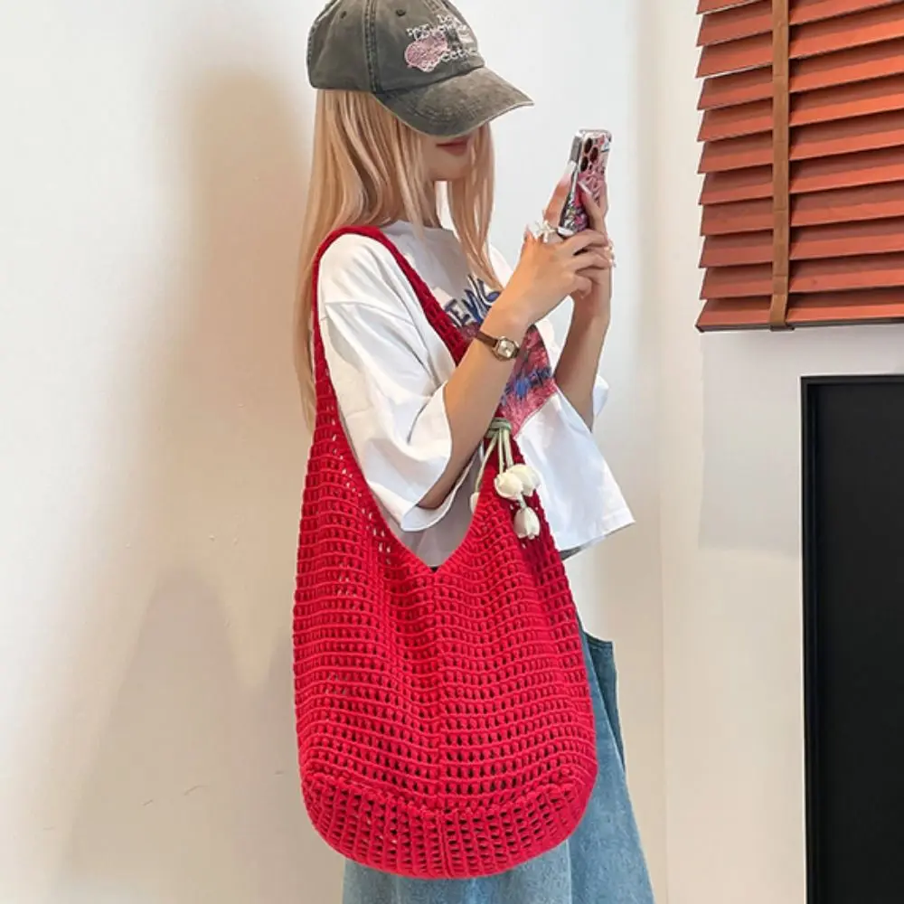 New Sweet Crochet Shoulder Bag with Tulip Pendant Vacation Beach Hollow Handbag Casual Leisure Woven Totes Bag Summer
New Sweet Crochet Shoulder Bag with Tulip Pendant Vacation Beach Hollow Handbag Casual Leisure Woven Totes Bag Summer