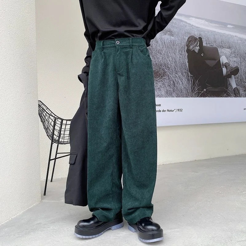 Fashion Menswear Chic Corduroy Green Straight Trousers Men's New Loose Mid Waist Autumn Winter Wide Leg Long Pants 2D0853
Fashion Menswear Chic Corduroy Green Straight Trousers Men's New Loose Mid Waist Autumn Winter Wide Leg Long Pants 2D0853