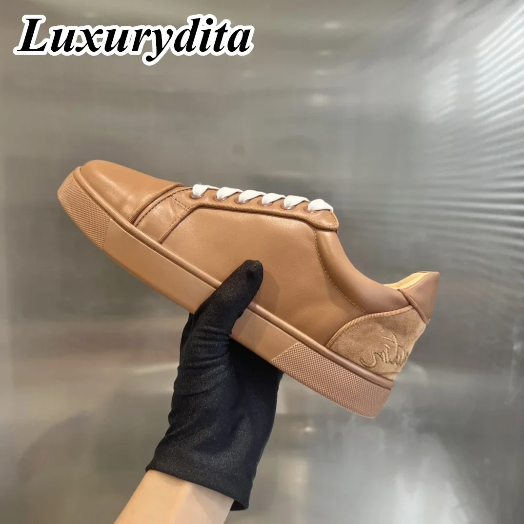 Top Quality Womens Trendy Casual Sneakers Luxury Mens Real Leather Tennis Shoes Designr Red Sole Tide Lovers Rivet Shoes HJ1003
Top Quality Womens Trendy Casual Sneakers Luxury Mens Real Leather Tennis Shoes Designr Red Sole Tide Lovers Rivet Shoes HJ1003
