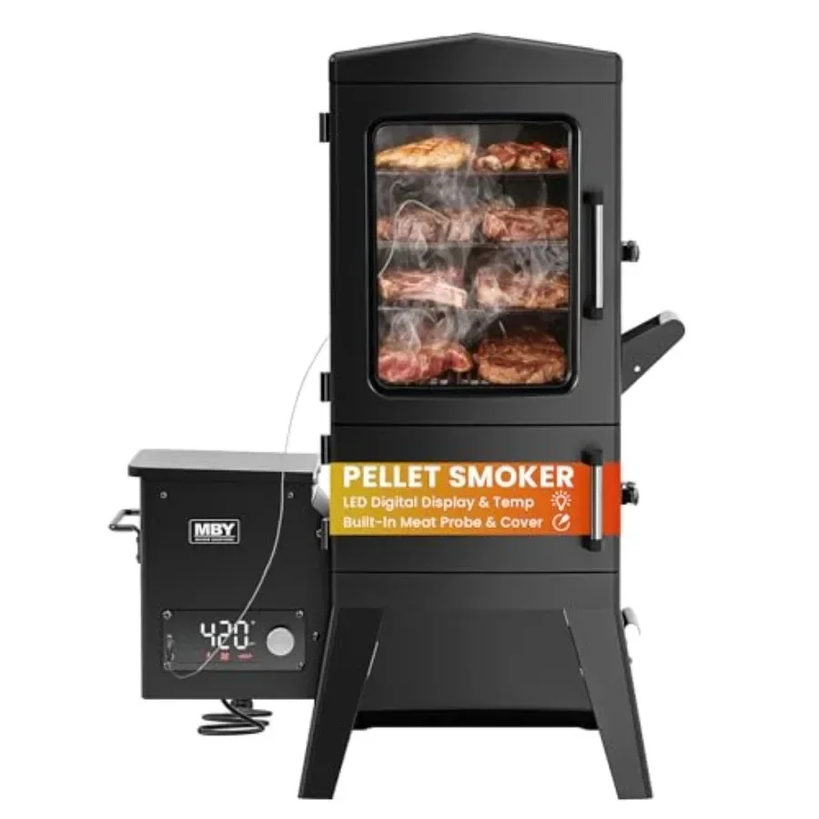 Vertical Electric Pellet Smoker for Outdoor BBQ Use, Stainless Steel with Black Finish, Waterproof Cover Meat Probe Included, 4
Vertical Electric Pellet Smoker for Outdoor BBQ Use, Stainless Steel with Black Finish, Waterproof Cover Meat Probe Included, 4