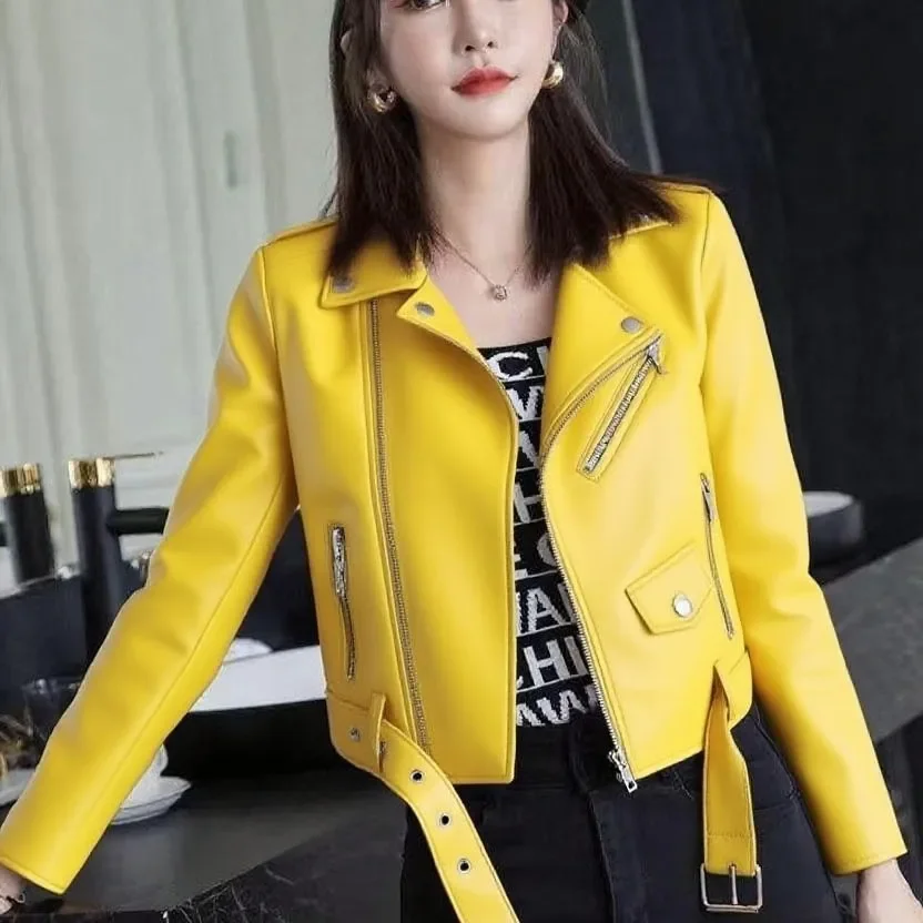 Chic Casual PU Leather Jacket Women Overcoat Spring Autumn New 2025 Korean Leather Clothing Slim Motorcycle Leather Jacket Tops
Chic Casual PU Leather Jacket Women Overcoat Spring Autumn New 2025 Korean Leather Clothing Slim Motorcycle Leather Jacket Tops