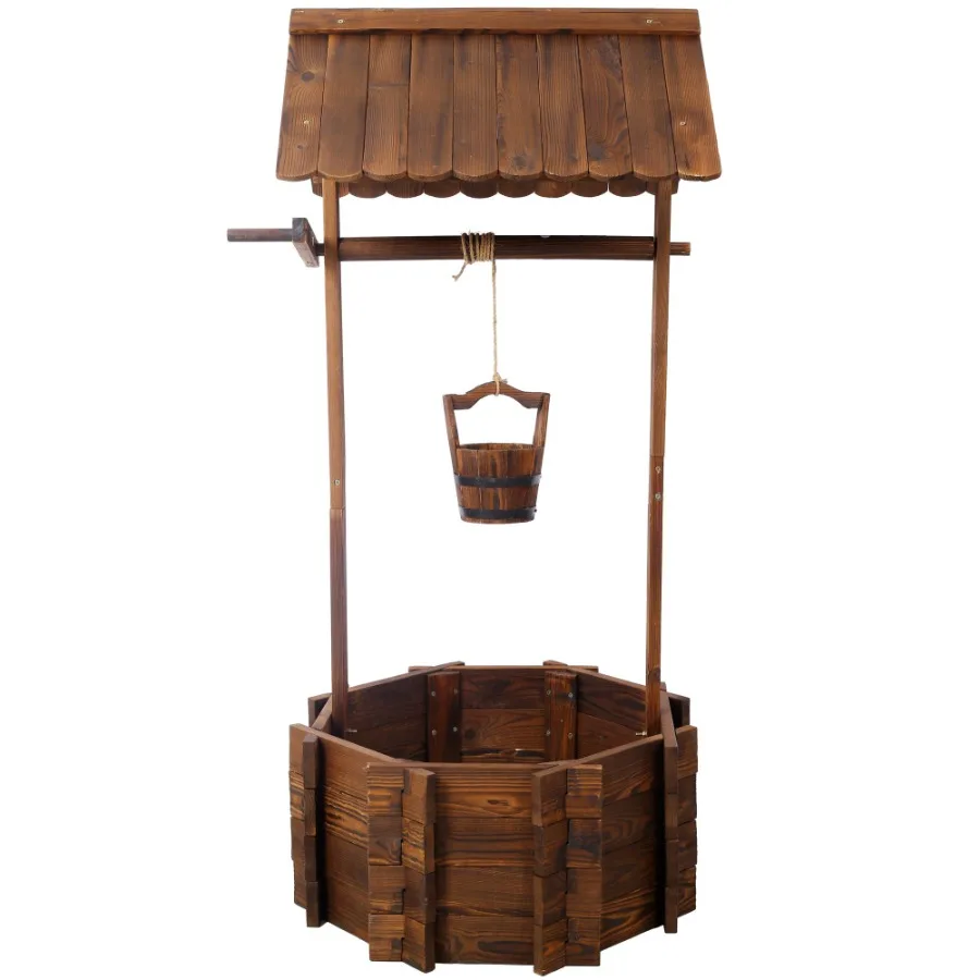 Rustic Wooden Wishing Well Planter Outdoor Home Dr for Patio Garden Yard w Hanging Bucket
Rustic Wooden Wishing Well Planter Outdoor Home Dr for Patio Garden Yard w Hanging Bucket