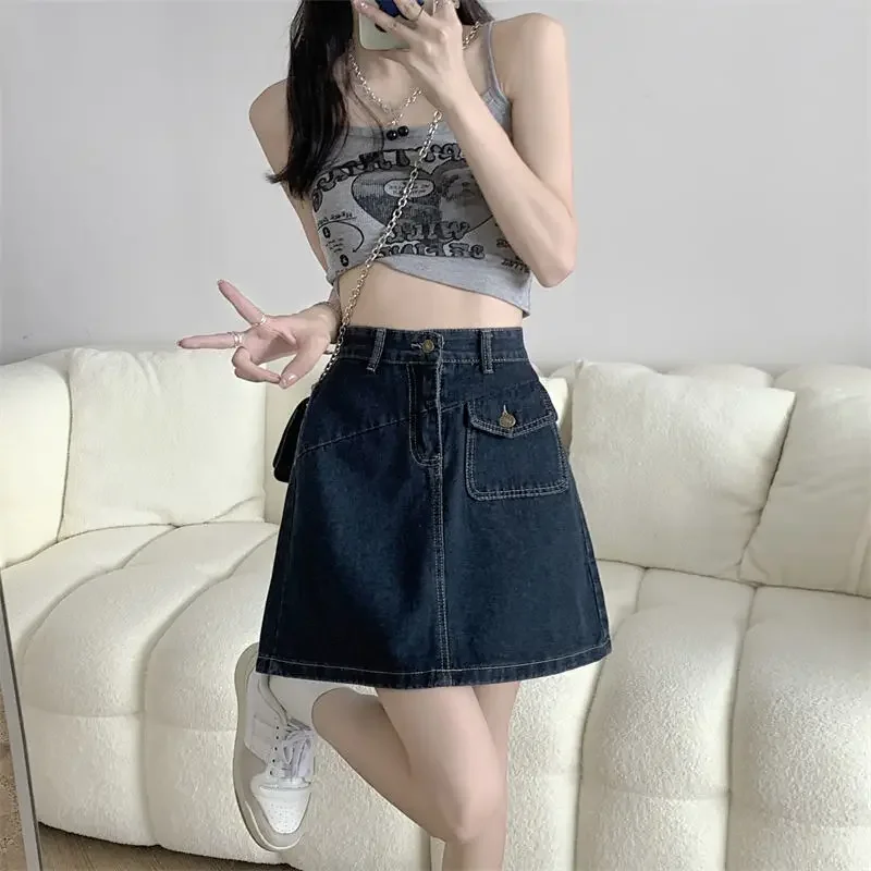 Chic and Elegant Gyaru Short Woman Denim Skirt Aesthetic High Quality Korean Fashion Y2k Vintage A Line Jeans Skirts for Women
Chic and Elegant Gyaru Short Woman Denim Skirt Aesthetic High Quality Korean Fashion Y2k Vintage A Line Jeans Skirts for Women