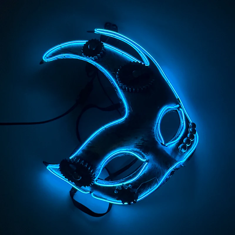 New Steampunk Light up Half Face Masks Cosplay LED Luminous Mask With Gears Neon Disguise Mask Costume Supplies
New Steampunk Light up Half Face Masks Cosplay LED Luminous Mask With Gears Neon Disguise Mask Costume Supplies