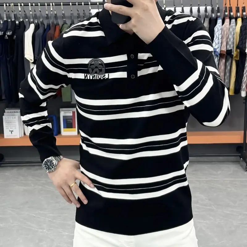 Trend Fashion England Men Polo Shirts Spring Autumn New Lapel Striped Contrast Color Luxury Casual Long Sleeve Sweatshirt Tops
Trend Fashion England Men Polo Shirts Spring Autumn New Lapel Striped Contrast Color Luxury Casual Long Sleeve Sweatshirt Tops