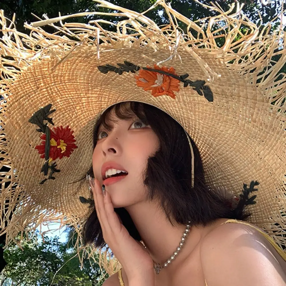 Comfortable To Wear Boho Lafite Grass Hat Embroidered Flower Wide Brim Weave Hat Breathable Korean Style Fisherman Hat Travel
Comfortable To Wear Boho Lafite Grass Hat Embroidered Flower Wide Brim Weave Hat Breathable Korean Style Fisherman Hat Travel