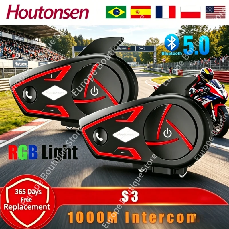 2026 New Houtonsen S3 RGB Tri Color Ambient Light Motorcycle Bluetooth Intercom Waterproof Helmet Headset 1000M Range
2026 New Houtonsen S3 RGB Tri Color Ambient Light Motorcycle Bluetooth Intercom Waterproof Helmet Headset 1000M Range