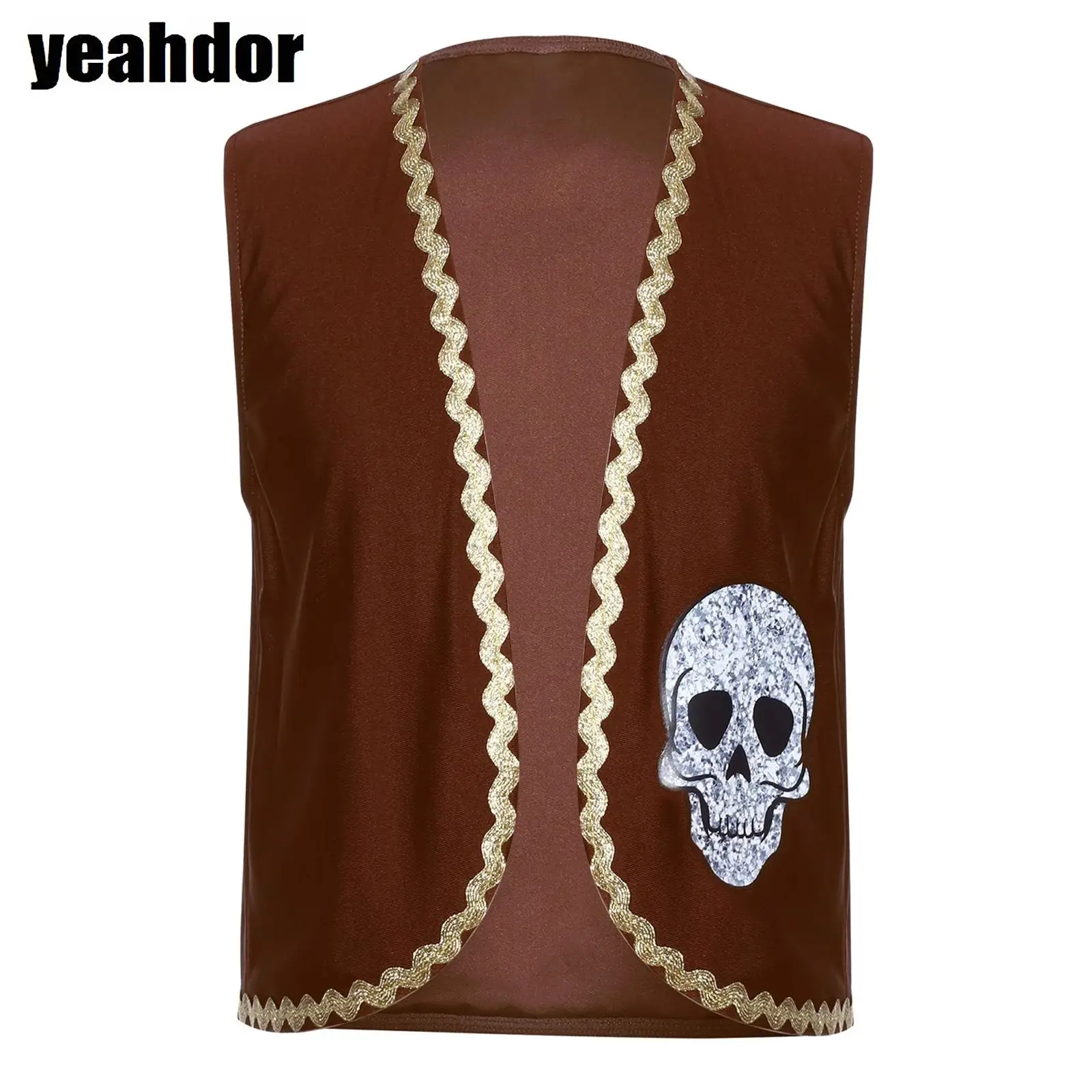 Girls Boys Pirate Vest Halloween Cosplay Pirate Costume Open-Front Vest Skull Bones Print Gold Trim Pirate Vest Fancy Dress Up
Girls Boys Pirate Vest Halloween Cosplay Pirate Costume Open-Front Vest Skull Bones Print Gold Trim Pirate Vest Fancy Dress Up
