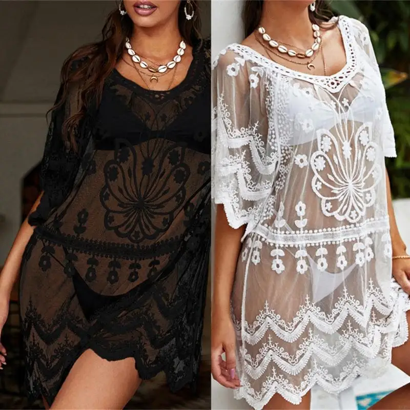 Women Beach Coverup Stylish Sheer Lace Swimsuit Coverup See Through Sheer Bathing Suit Coverup for Beach Parties
Women Beach Coverup Stylish Sheer Lace Swimsuit Coverup See Through Sheer Bathing Suit Coverup for Beach Parties