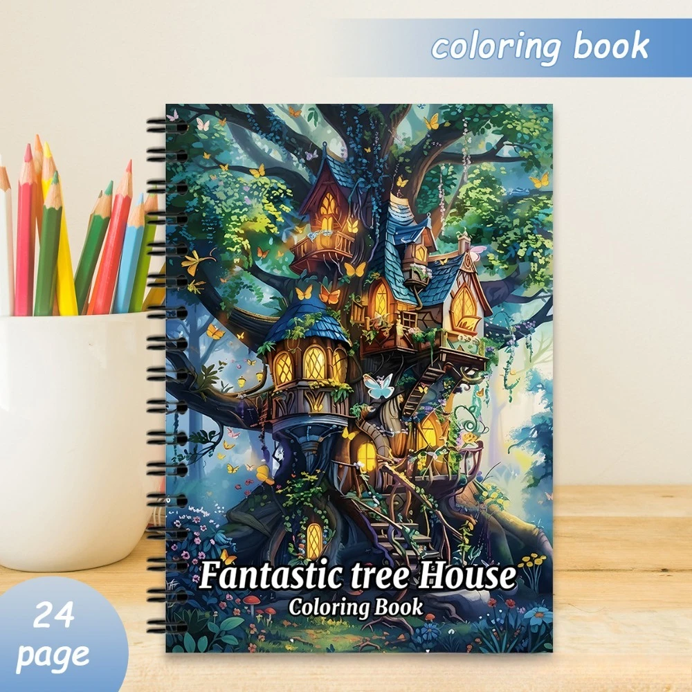 A4 Spiral Bound Fantastic Tree House Coloring Book 24 Pages Dreamy Forest Art Relaxing Art Therapy Mindfulness Gift
A4 Spiral Bound Fantastic Tree House Coloring Book 24 Pages Dreamy Forest Art Relaxing Art Therapy Mindfulness Gift