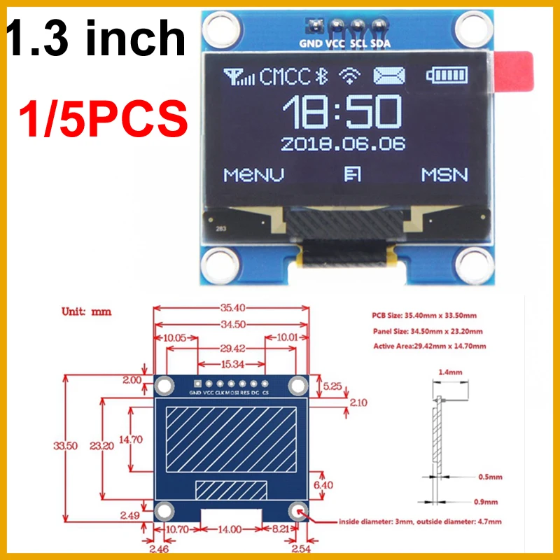 NEW 2026 1/5pcs 1.3"inch IIC I2C Serial 128x64 SSH1106 Digital OLED Led Display Module For Arduino 12864 LCD Screen Board Spi Co
NEW 2026 1/5pcs 1.3"inch IIC I2C Serial 128x64 SSH1106 Digital OLED Led Display Module For Arduino 12864 LCD Screen Board Spi Co