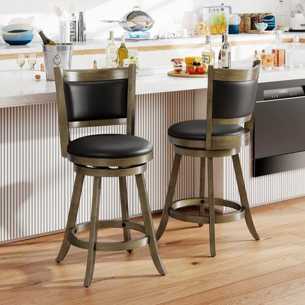 360° Swivel Bar Stools with Solid Rubber Wood Frame Set of 4 for Kitchen Island
360° Swivel Bar Stools with Solid Rubber Wood Frame Set of 4 for Kitchen Island