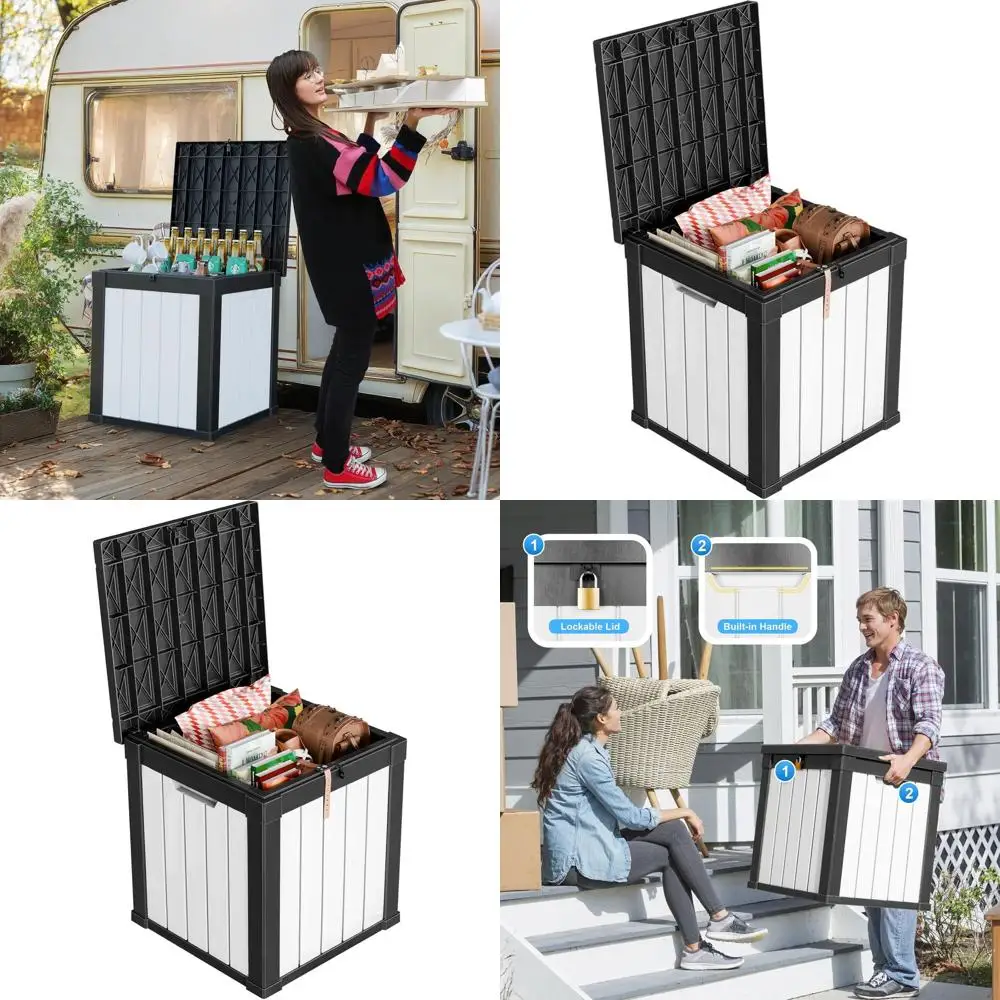 Влагозащищенный уличный ящик для хранения объемом 50 галлонов с замком для террас, садовых подушек, садового инвентаря и принадлежностей для бассейнов - черно-белый
Влагозащищенный уличный ящик для хранения объемом 50 галлонов с замком для террас, садовых подушек, садового инвентаря и принадлежностей для бассейнов - черно-белый