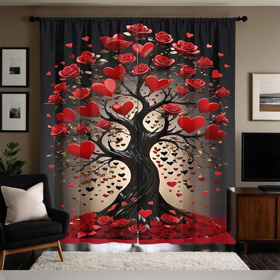 2 PCS Romantic Rose Heart Tree Printed Curtains, Flat Print, Valentine's Day Window Decor, Living Room Bedroom Decor
2 PCS Romantic Rose Heart Tree Printed Curtains, Flat Print, Valentine's Day Window Decor, Living Room Bedroom Decor