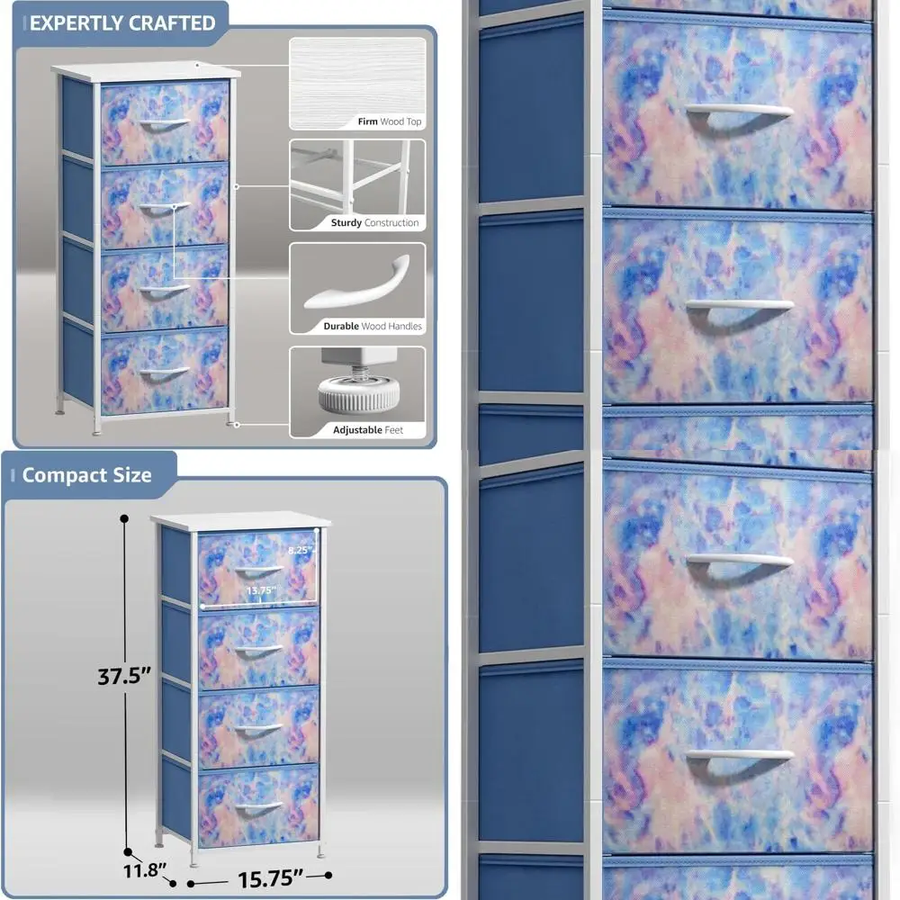 Башня для хранения с 4 ящиками, деревянной столешницей и ящиками для тай-дай для детских комнат, общежитий и дома
Башня для хранения с 4 ящиками, деревянной столешницей и ящиками для тай-дай для детских комнат, общежитий и дома