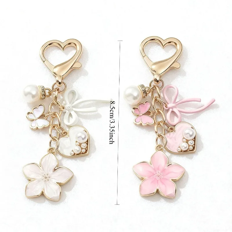 French Elegant Enamel Flower Keychain Butterfly Love Pearl Bag Chain Pendant
French Elegant Enamel Flower Keychain Butterfly Love Pearl Bag Chain Pendant