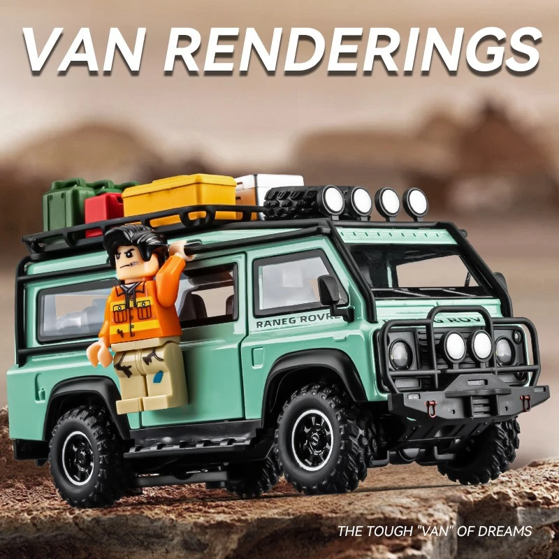 1:32 Land Rover Defender Van Camping Car Off-Road Vehicle Alloy Car Model Diecast Metal Sound Light Children Toy Gift
1:32 Land Rover Defender Van Camping Car Off-Road Vehicle Alloy Car Model Diecast Metal Sound Light Children Toy Gift