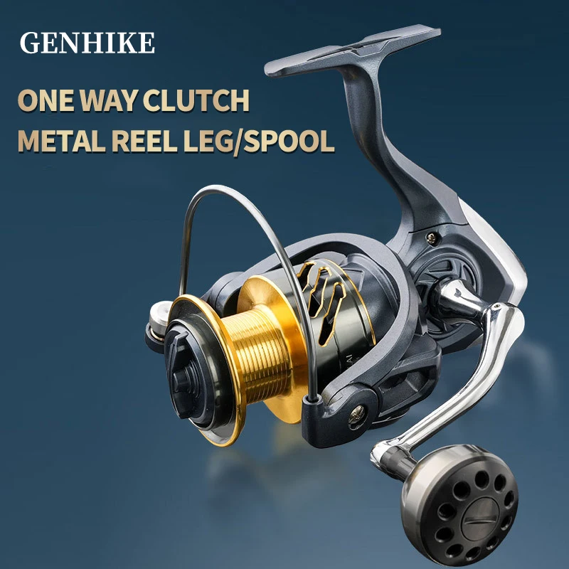 GENHIKE BT Spinning Reel High Speed 5.2:1 Ratio Fishing Reel with Max Drag 8kg Metal Spool CNC leg Spinning Reel
GENHIKE BT Spinning Reel High Speed 5.2:1 Ratio Fishing Reel with Max Drag 8kg Metal Spool CNC leg Spinning Reel