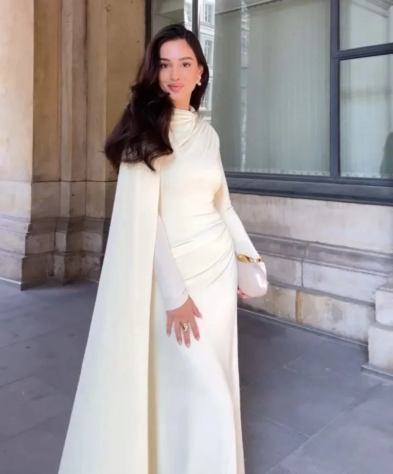 Customized elegant Goddess Arabic Evening Dresses O-Neck Long Sleeves beige Strethcy Satin Banquet socialite evening gown
Customized elegant Goddess Arabic Evening Dresses O-Neck Long Sleeves beige Strethcy Satin Banquet socialite evening gown