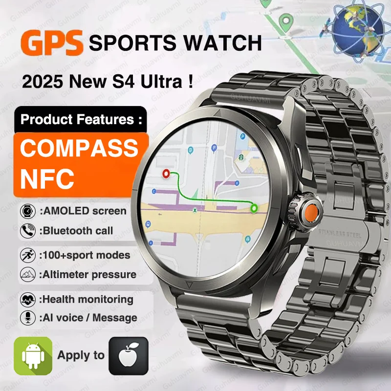 Новинка 2023 года, S4 Ultra GPS, спортивные мужские умные часы, AMOLED-дисплей, компас, высотомер, частота сердечных сокращений, NFC-вызов, водонепроницаемые уличные умные часы 
Новинка 2023 года, S4 Ultra GPS, спортивные мужские умные часы, AMOLED-дисплей, компас, высотомер, частота сердечных сокращений, NFC-вызов, водонепроницаемые уличные умные часы