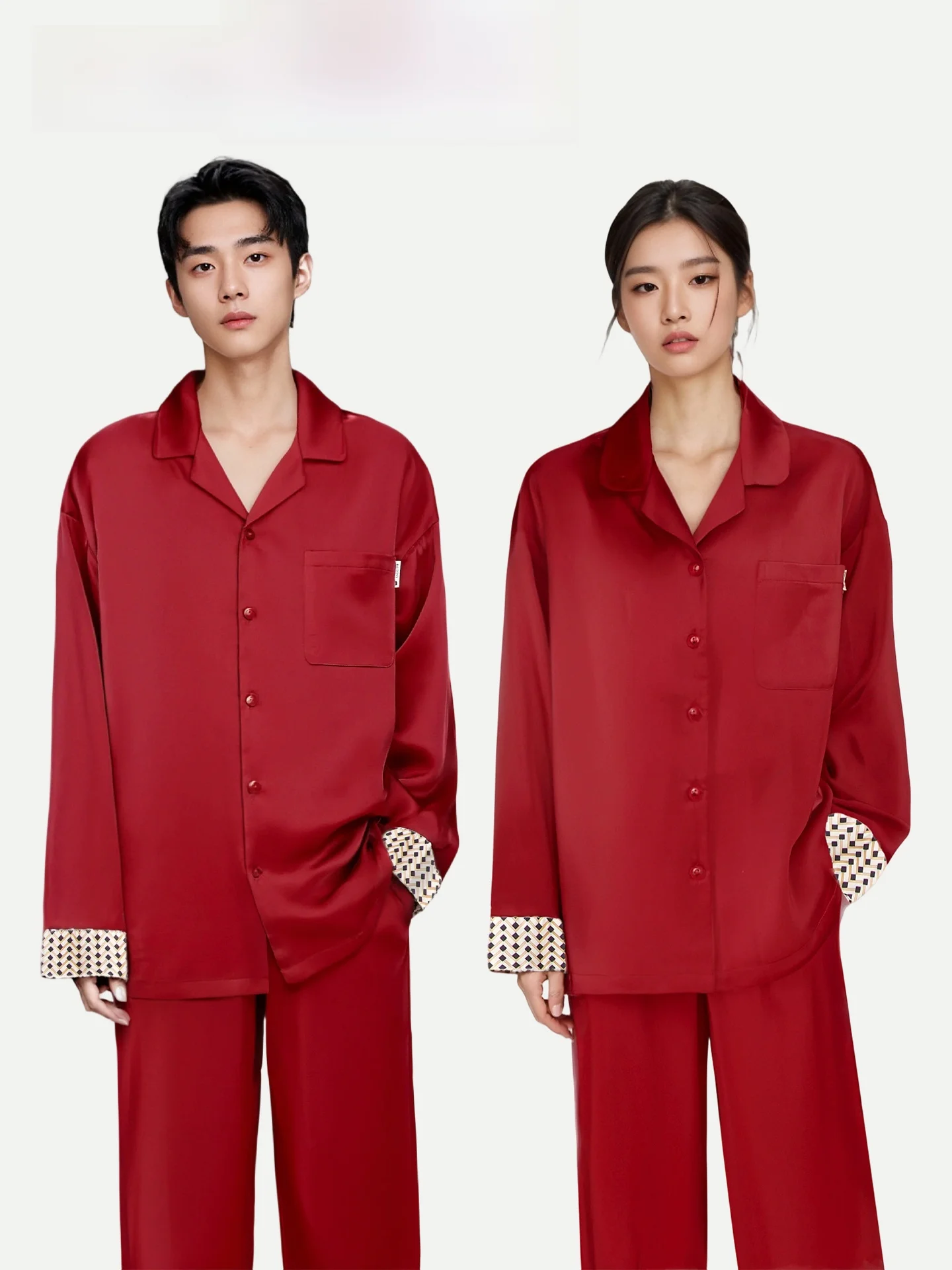 PinkBread Plaid Splicing Couple Sleepwear Red Ice Silk Simple Outdoor Wearable Home Clothes Spring Summer Loose Fit Long Sleeve
PinkBread Plaid Splicing Couple Sleepwear Red Ice Silk Simple Outdoor Wearable Home Clothes Spring Summer Loose Fit Long Sleeve