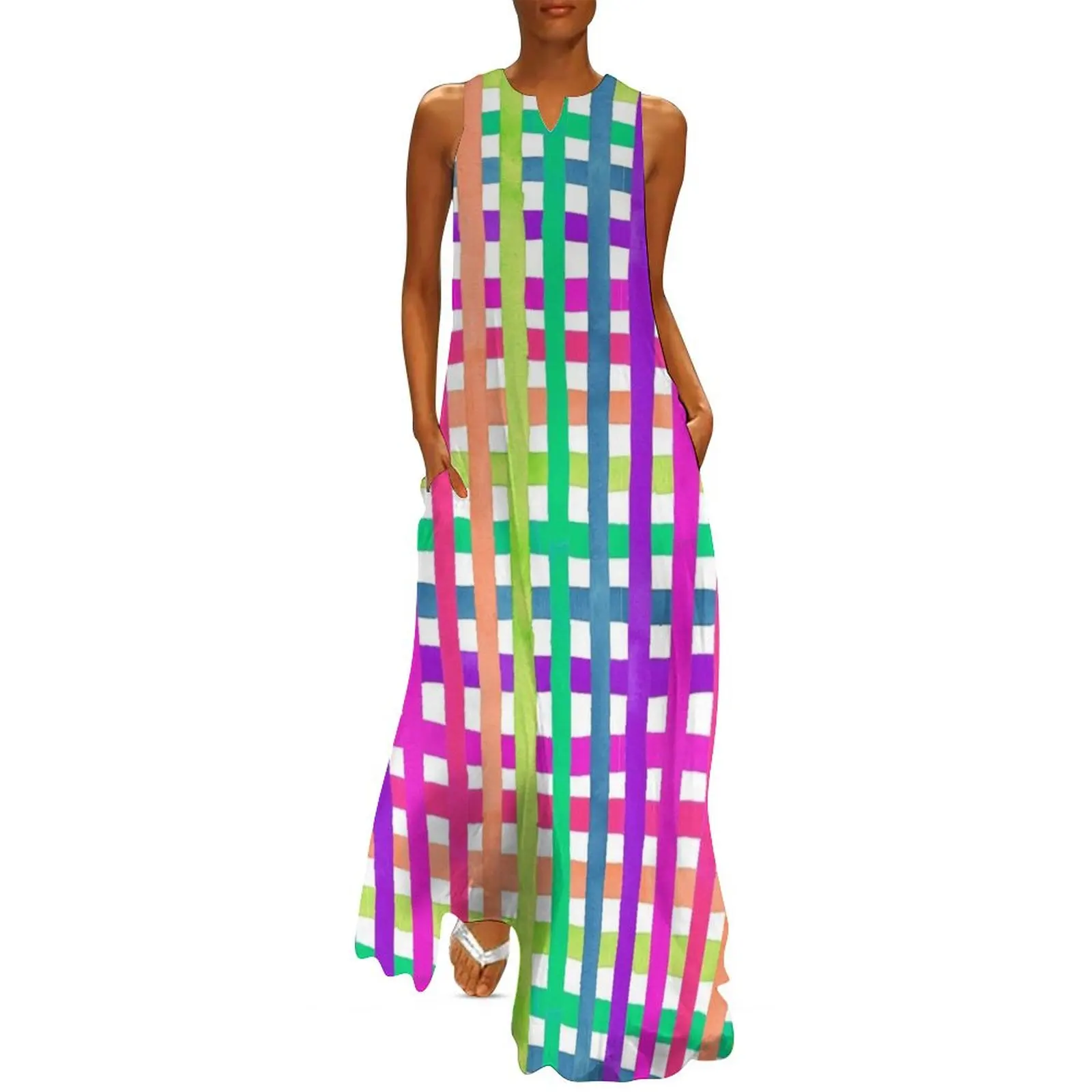 Neon rainbow watercolour stripe gingham pattern Long Dress Prom gown women's fashion dresses evening dresses luxury 2025
Neon rainbow watercolour stripe gingham pattern Long Dress Prom gown women's fashion dresses evening dresses luxury 2025