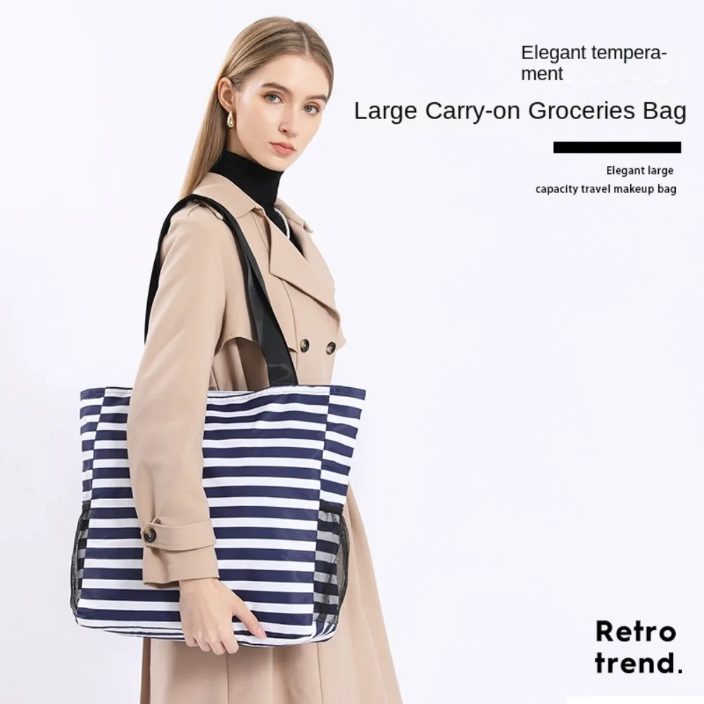 Large Capacity Women Tote Shoulder Bag Zipper Closure Multi-pocket Beach Grocery Bag Waterproof Foldable Striped Handbag Women
Large Capacity Women Tote Shoulder Bag Zipper Closure Multi-pocket Beach Grocery Bag Waterproof Foldable Striped Handbag Women