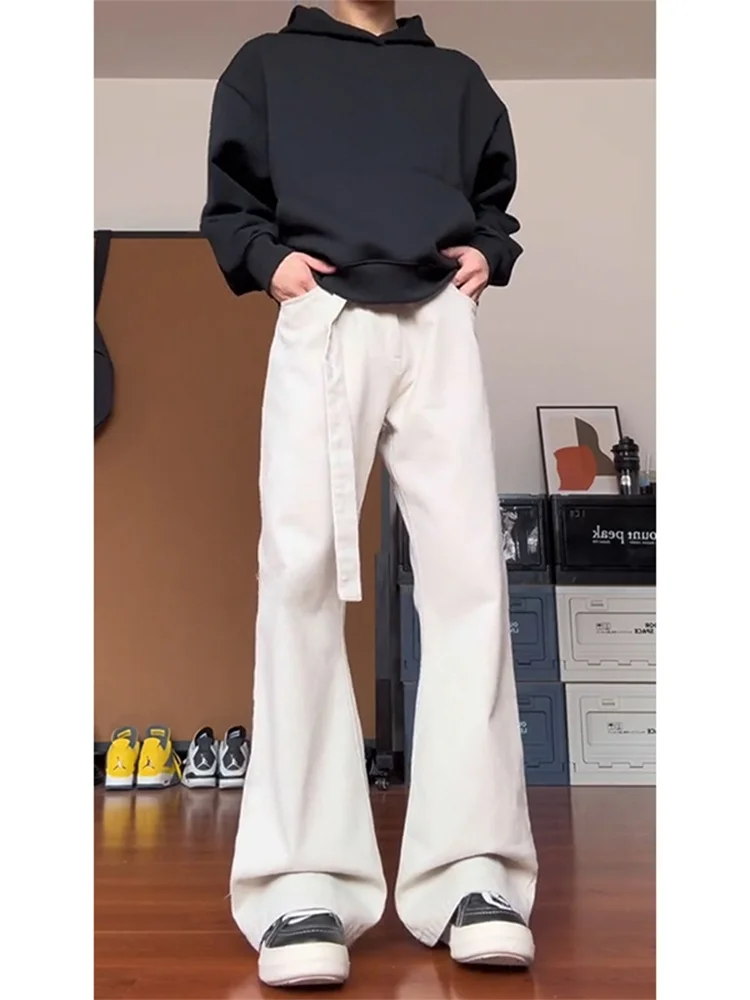 Adjustable Sash Men's Denim Jeans Trendy High Waist Straight Leg Micro Flared Washed American Style Winter Fashion Clothing
Adjustable Sash Men's Denim Jeans Trendy High Waist Straight Leg Micro Flared Washed American Style Winter Fashion Clothing