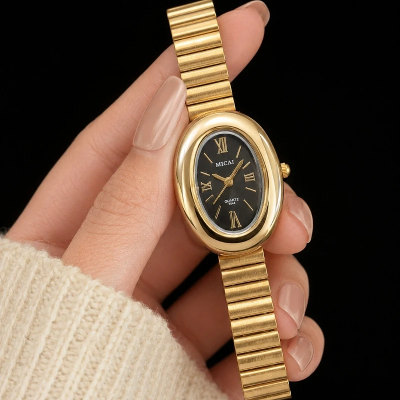 Fashion Gold Oval Ladies Watches Luxury Stainless Steel Strap Women's Quartz Wristwatches Minimalist Elegant Watches for Girls
Fashion Gold Oval Ladies Watches Luxury Stainless Steel Strap Women's Quartz Wristwatches Minimalist Elegant Watches for Girls