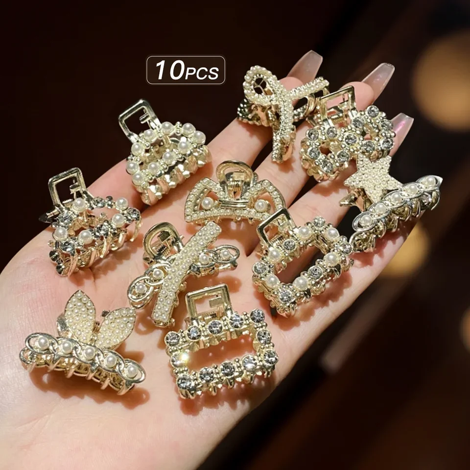 10 alloy rhinestone hair clips, fashionable small grab hair accessories 2030
10 alloy rhinestone hair clips, fashionable small grab hair accessories 2030