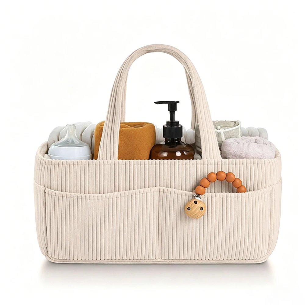 Baby Diaper Caddy Organizer Corduroy Diaper Storage Basket with Handle Foldable Multi-pocket Newborn Nappy Storage Organizer
Baby Diaper Caddy Organizer Corduroy Diaper Storage Basket with Handle Foldable Multi-pocket Newborn Nappy Storage Organizer