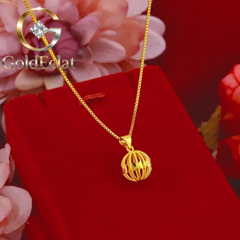 Ожерелье GoldEclat из высококачественного желтого золота 9999 пробы (24K) с полым шаром, женское, эффектное украшение
Ожерелье GoldEclat из высококачественного желтого золота 9999 пробы (24K) с полым шаром, женское, эффектное украшение